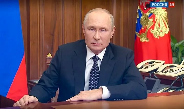 予備役の動員などを発表したプーチン大統領