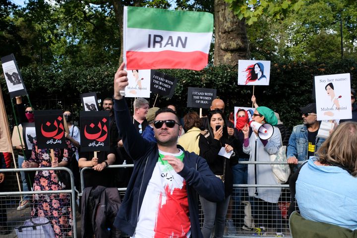A protest outside the Iranian embassy in London on September 24.