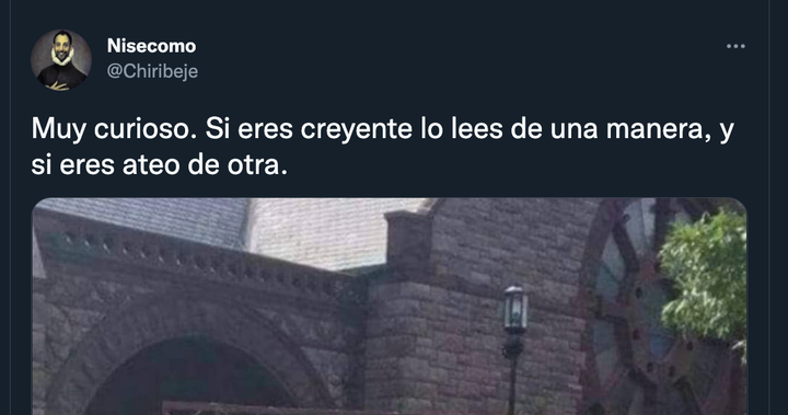 Tuit de @Chiribeje sobre creyentes y no creyentes