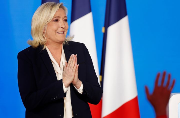 Marine Le Pen, el pasado abril, tras perder las elecciones presidenciales, en su cuartel general de París. 