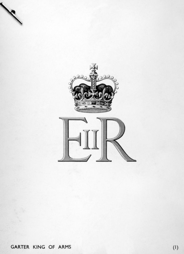 The official design, prepared at the College of Arms and approved by the Queen, for the Royal Cypher of Queen Elizabeth II.