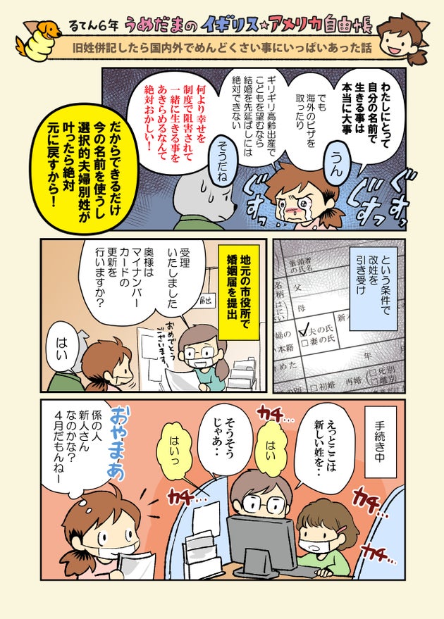 漫画『旧姓併記したら国内外でめんどくさい事にいっぱいあった話』3ページ目