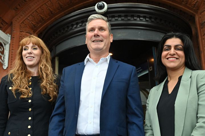 Shabana Mahmood with Labour leader Keir Starmer and his deputy, Angela Rayner.