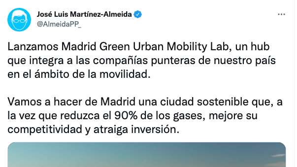 La publicación de José Luis Martínez-Almeida.