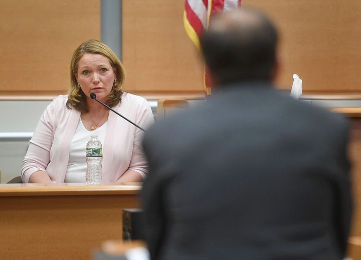 Nicole Hockley answers questions from lawyer Chris Mattei during her testimony on Tuesday.