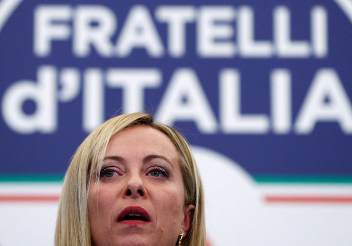 Giorgia Meloni en su última aparición pública, la noche electoral en Italia