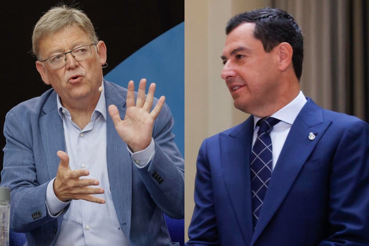 El presidente de la Comunidad Valenciana, Ximo Puig, y el de Andalucía, Juanma Moreno Bonilla