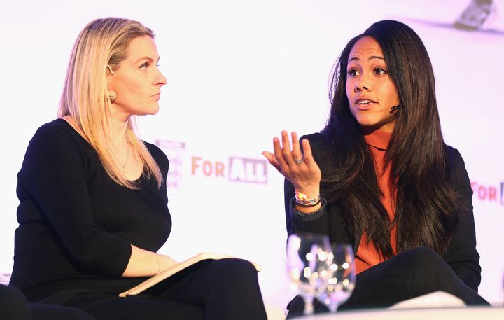 Kelly Smith and Alex Scott pictured during the Women's Football Strategy Launch at Wembley Stadium on March 13, 2017 in London, England. (Photo by Matt Lewis - The FA/The FA via Getty Images)