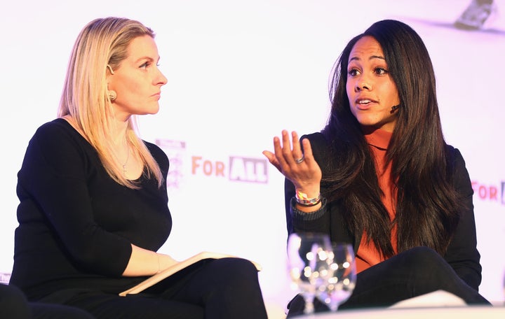 Kelly Smith and Alex Scott pictured during the Women's Football Strategy Launch at Wembley Stadium on March 13, 2017 in London, England. (Photo by Matt Lewis - The FA/The FA via Getty Images)