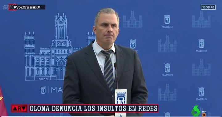 Ortega Smith, durante la rueda de prensa.