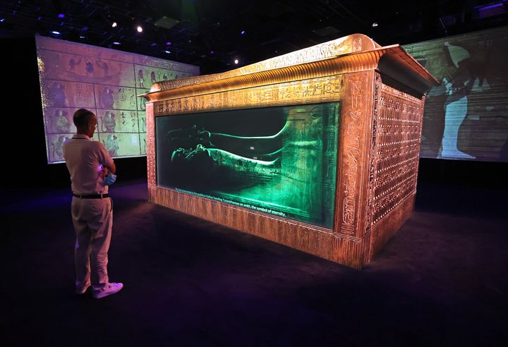 Boston, MA - July 7: A replica actual size tomb was set up for the Beyond King Tut: The Immersive Experience exhibit. (Photo by David L. Ryan/The Boston Globe via Getty Images)