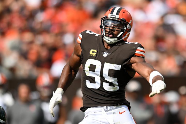 Myles Garrett of the Cleveland Browns against the New York Jets on Sept. 18, 2022.