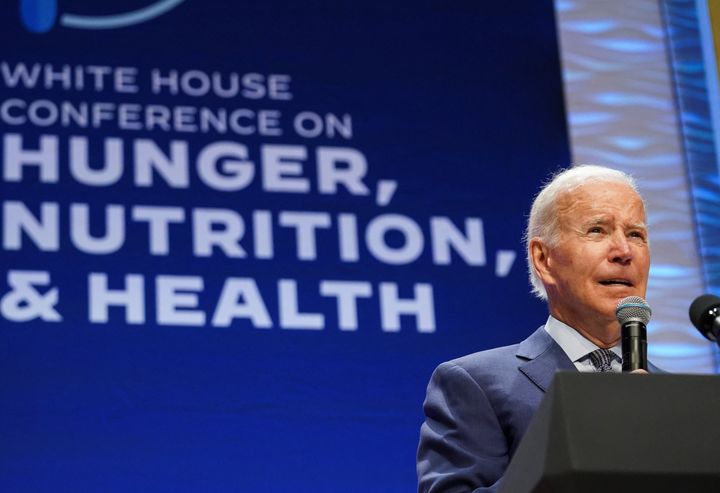 Ο πρόεδρος των Ηνωμένων Πολιτειών, Τζο Μπάιντεν, σε εκδήλωση στον Λευκό Οίκο, για την καταπολέμηση της παχυσαρκίας και της επισιτιστικής ανασφάλειας.