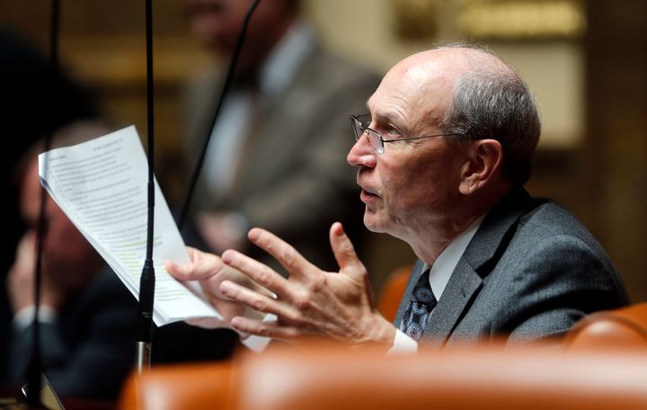 FILE - Republican Rep. Merrill Nelson speaks during a special session at the Utah State Capitol, April 18, 2018, in Salt Lake City.