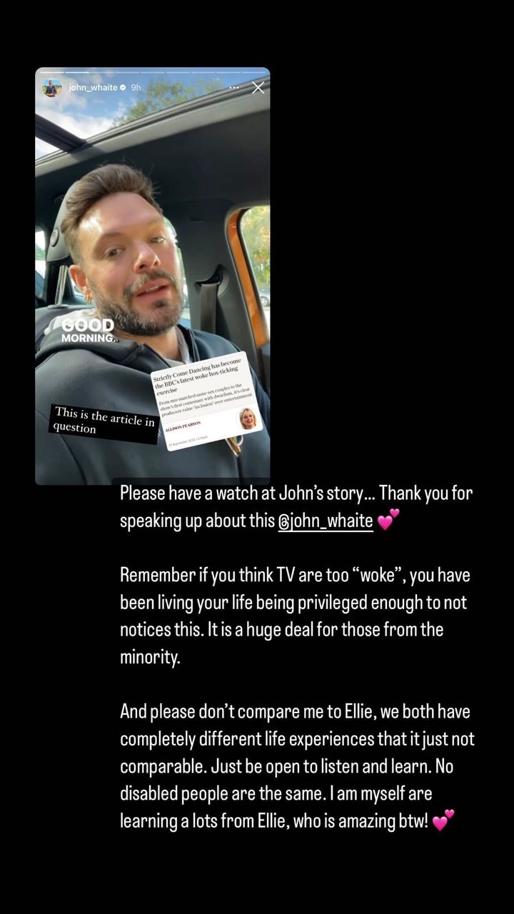 Rose gave John a shout-out on her own Instagram story