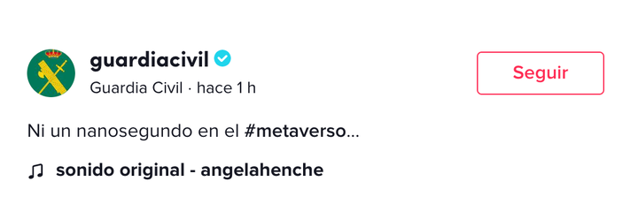 Publicación de TikTok de @guardiacivil