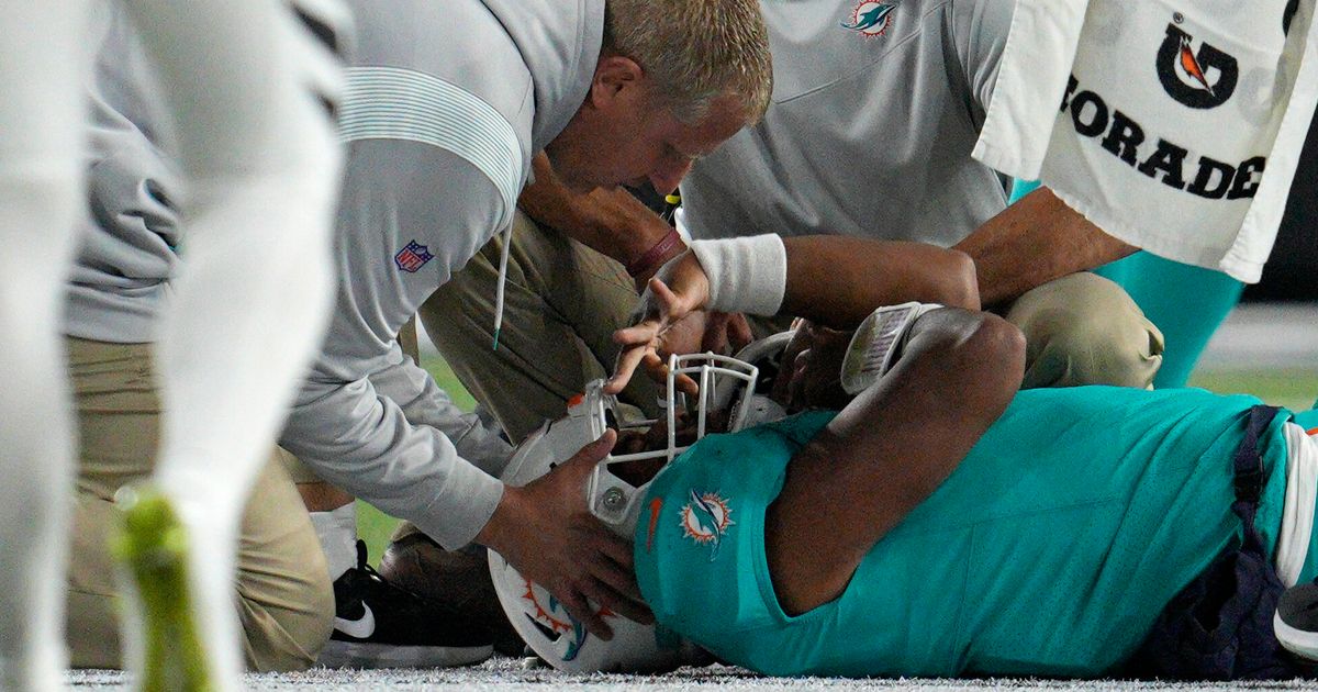 Dolphins' Tagovailoa taken to hospital after head injury