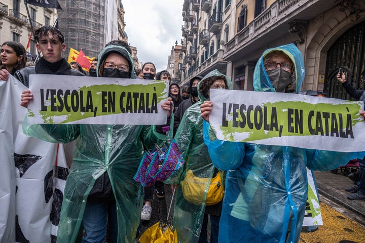 Foto de archivo de una manifestación en defensa del catalán.