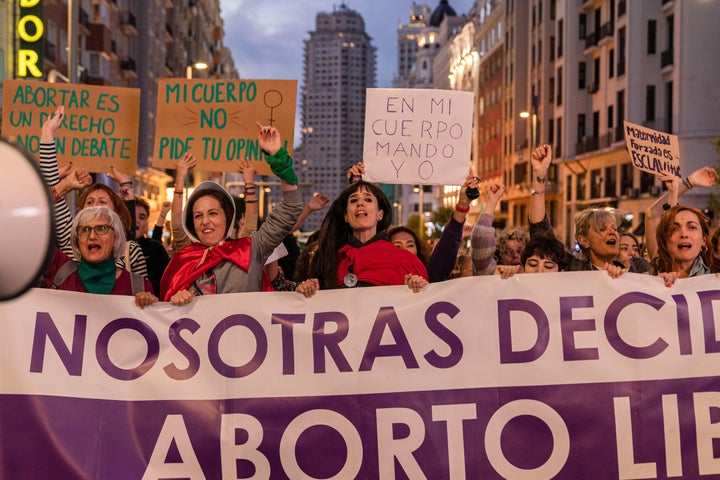 Manifestación a favor del aborto en Madrid.