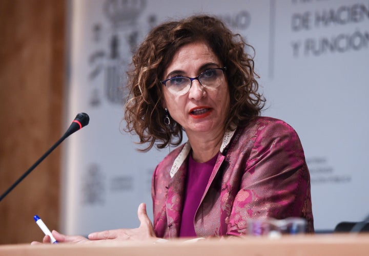 María Jesús Montero, ministra de Hacienda, durante la presentación del plan fiscal del Gobierno.