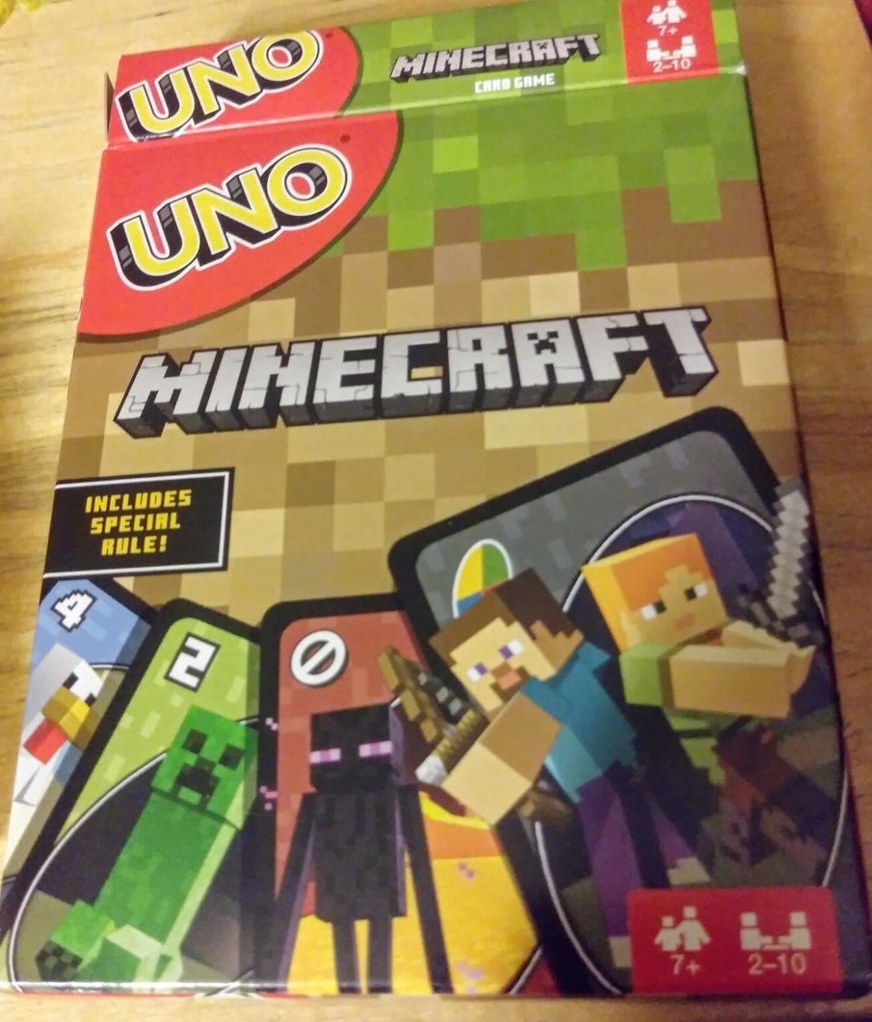 UNO Minecraft Card Game for Kids & Family, 2-10 Players, Ages 7 Years &  Older 