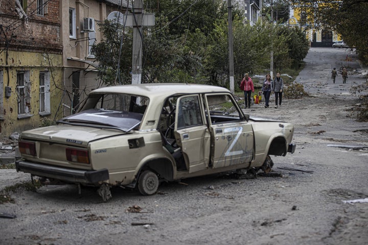 Foto de archivo de una zona atacada en Kupiansk.