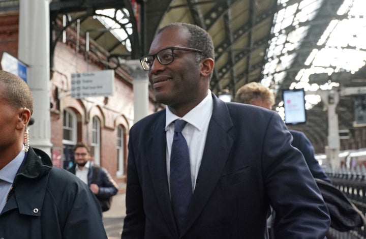 Chancellor Kwasi Kwarteng arrives at Darlington station for a visit to see local business. Picture date: Thursday September 29, 2022.