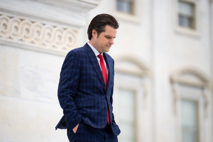 Rep. Matt Gaetz (R-Fla.) walks down the House steps on Friday, September 30, 2022.