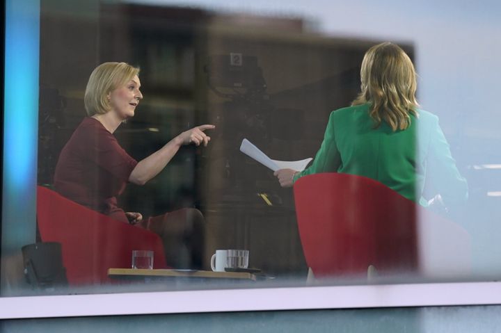 Liz Truss is interviewed by Laura Kuenssberg at the Conservative conference.