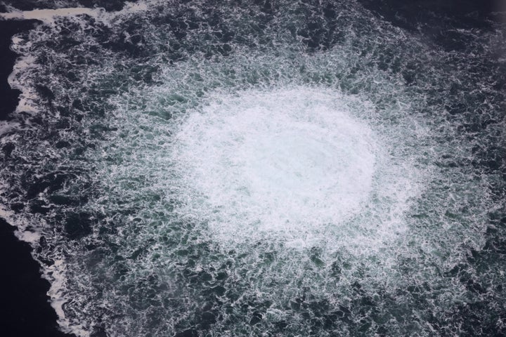 Una fotografía de la fuga del gasoducto Nord Stream.