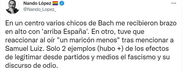 El tuit viral de Nando López.