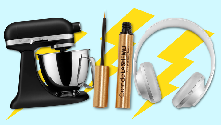 A KitchenAid Artisan mini plus 3.5-quart tilt-head stand mixer, Grande Cosmetics lash-enhancing serum and Bose noise-cancelling headphones