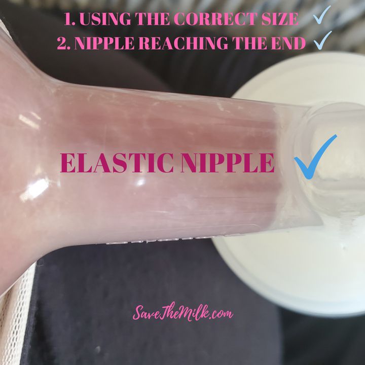 With elastic nipples, the tissue extends all the way to the end of the flange tunnel, even when using the correct flange size. 