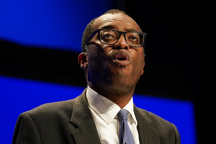 Kwasi Kwarteng delivers a speech on day two of the annual Conservative Party conference in Birmingham.