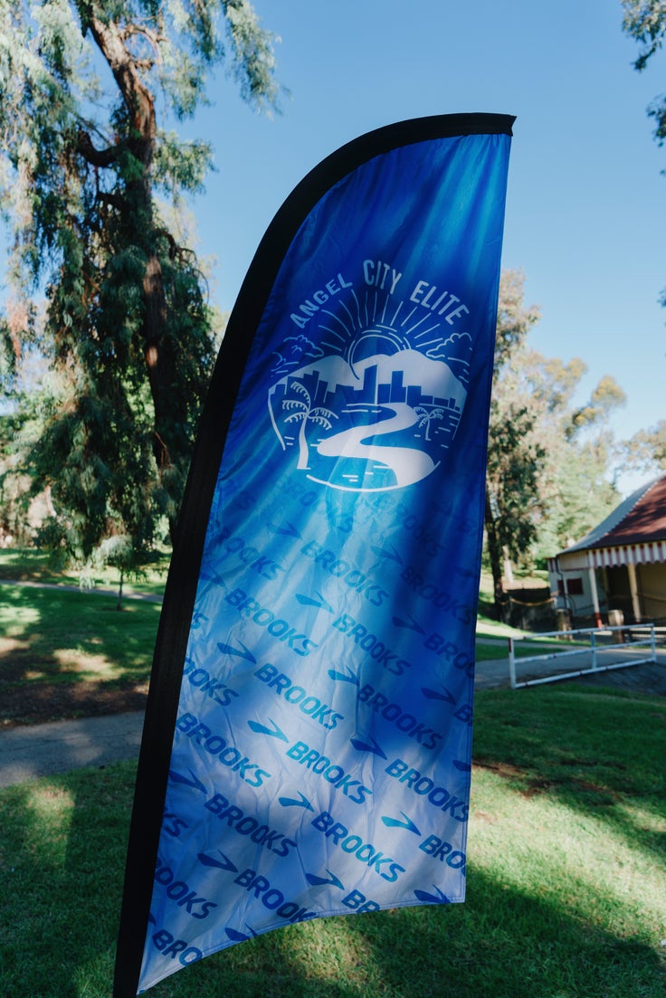 The Angel City Elite team sign at Griffith Park in Los Angeles.