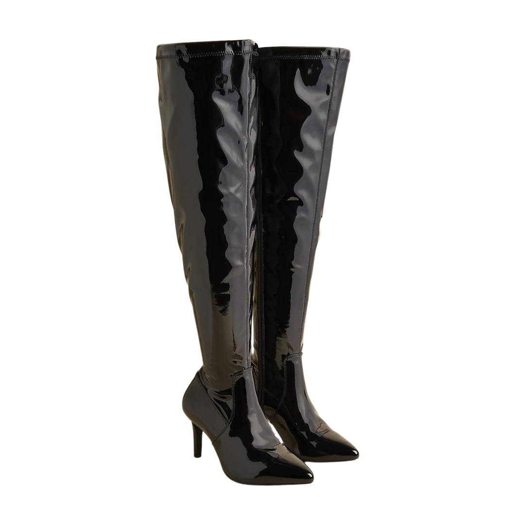 Shoes High Boots Wide Calf Boots Gautsche Wide Calf Boots black allover print casual look 