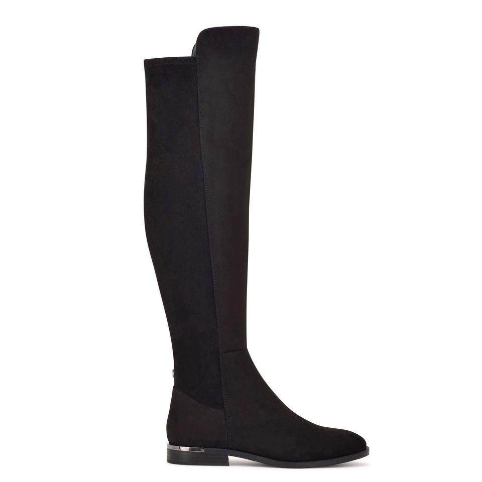 over the knee black wide calf boots