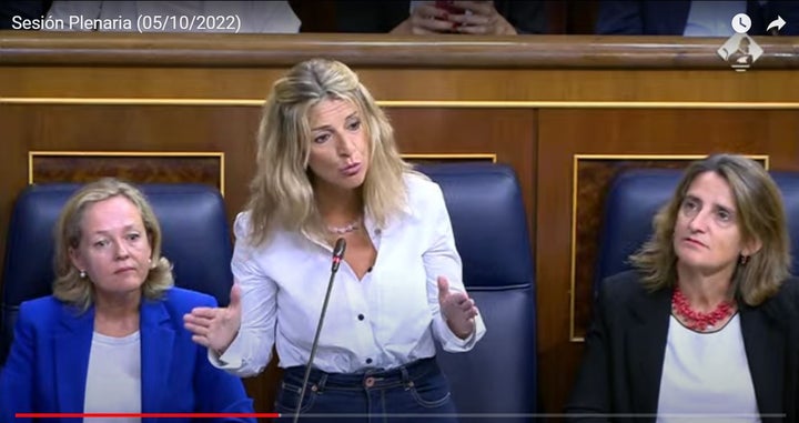 Yolanda Díaz, en su intervención en la sesión de control.