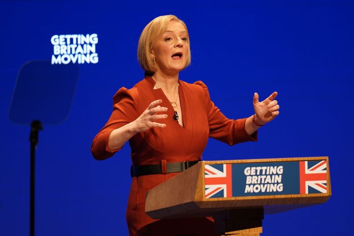 Prime Minister Liz Truss delivers her keynote speech at the Conservative Party annual conference at the International Convention Centre in Birmingham. Picture date: Wednesday October 5, 2022.