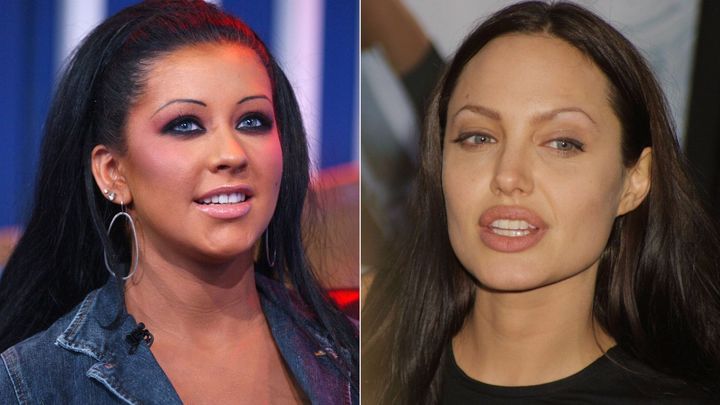 Christina Aguilera and Angelina Jolie both went for the skinny brow in the 2000s.