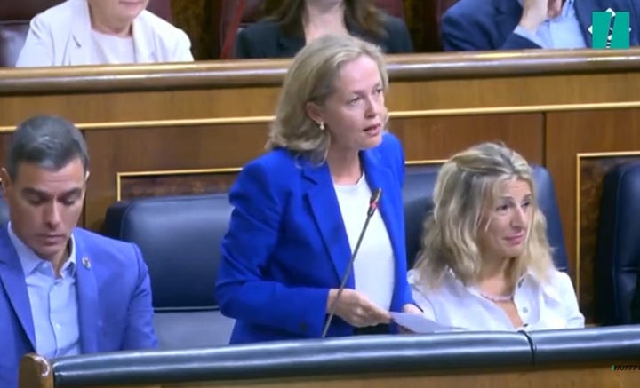 Nadia Calviño en el Congreso.