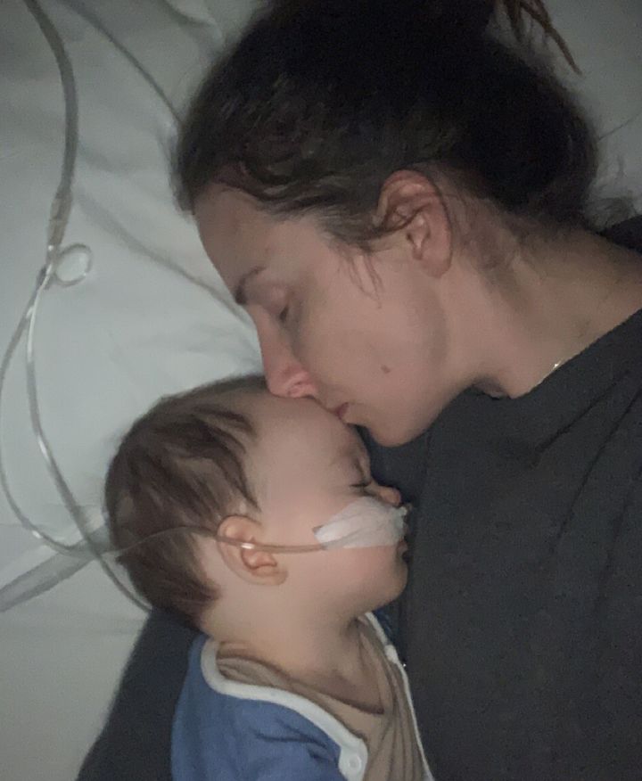 Lorna Smith and her son Caolan, who had RSV at eight months old.