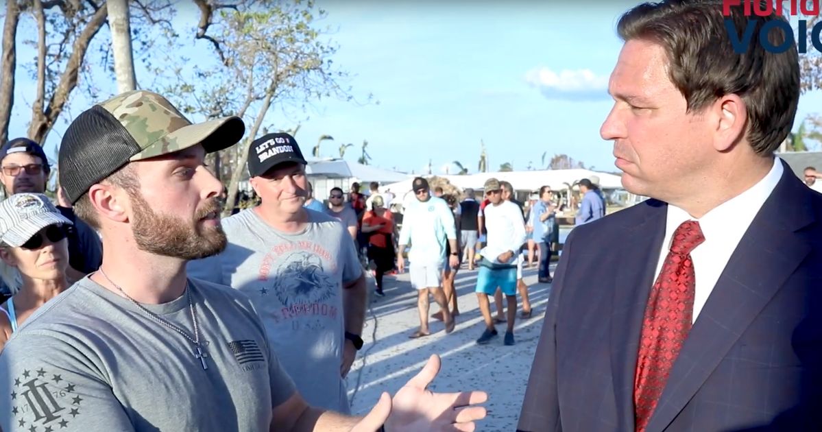 DeSantis Gives Interview To Jan. 6 Attendee Wearing ‘Three Percenters’ Militia Insignia