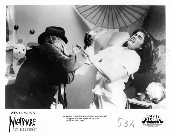 Robert Englund attacks Langenkamp in a scene from 1984's "A Nightmare On Elm Street."