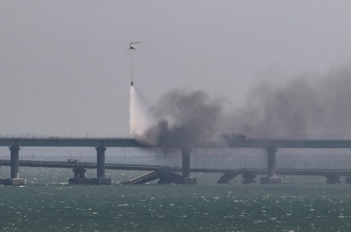 The 19-kilometer (12-mile) bridge across the Kerch Strait linking the Black Sea and the Sea of Azov opened in 2018 and is the longest in Europe.