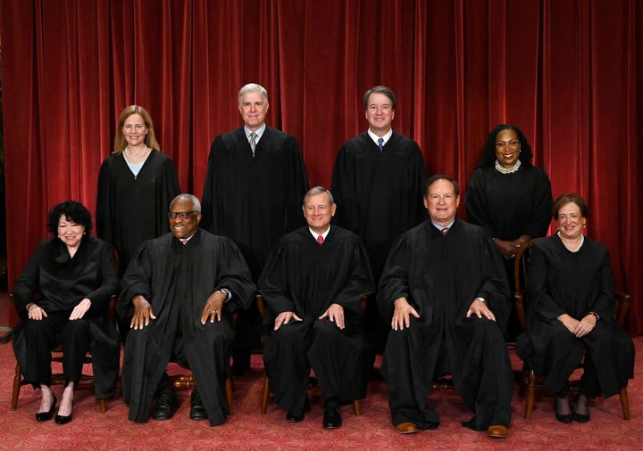 Justices of the U.S. Supreme Court pose for their "class photo" on Friday.