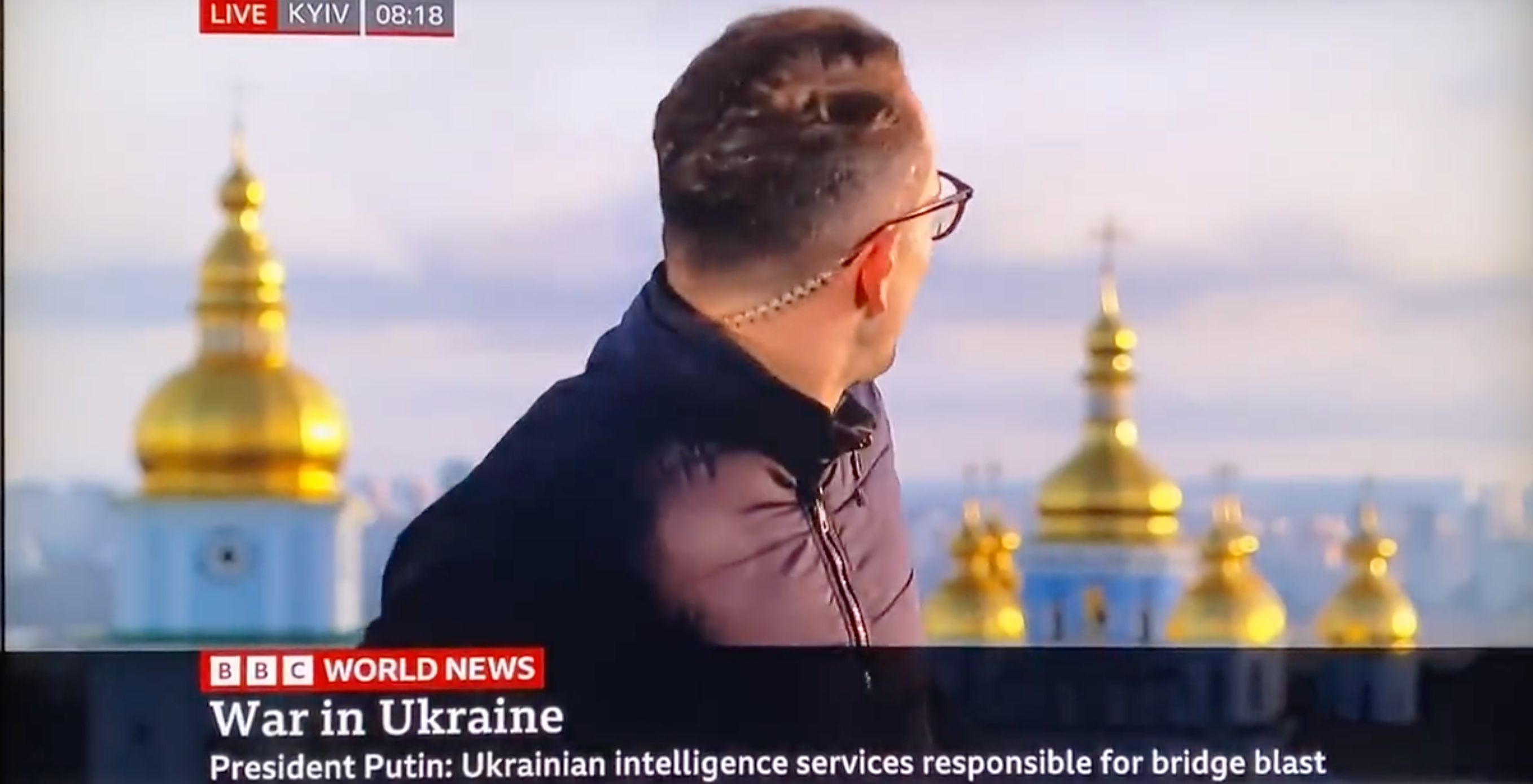 BBC Reporter Ducks Live On Air As Russia Strikes Ukrainian Capital ...