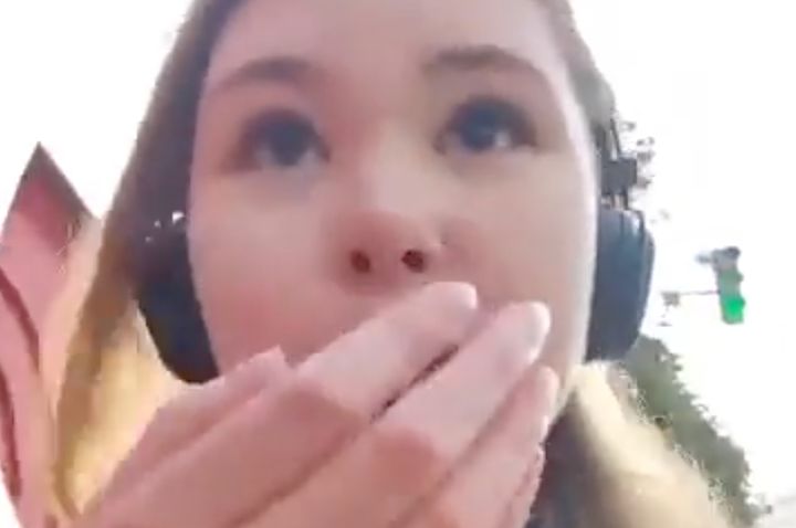 A Kyiv resident filmed herself as she was trying to escape the Russian missiles