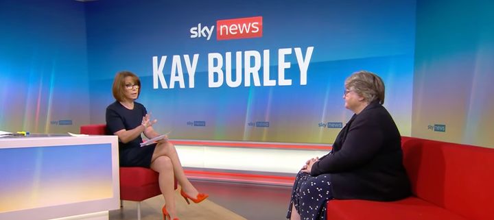 Therese Coffey being interviewed by Kay Burley