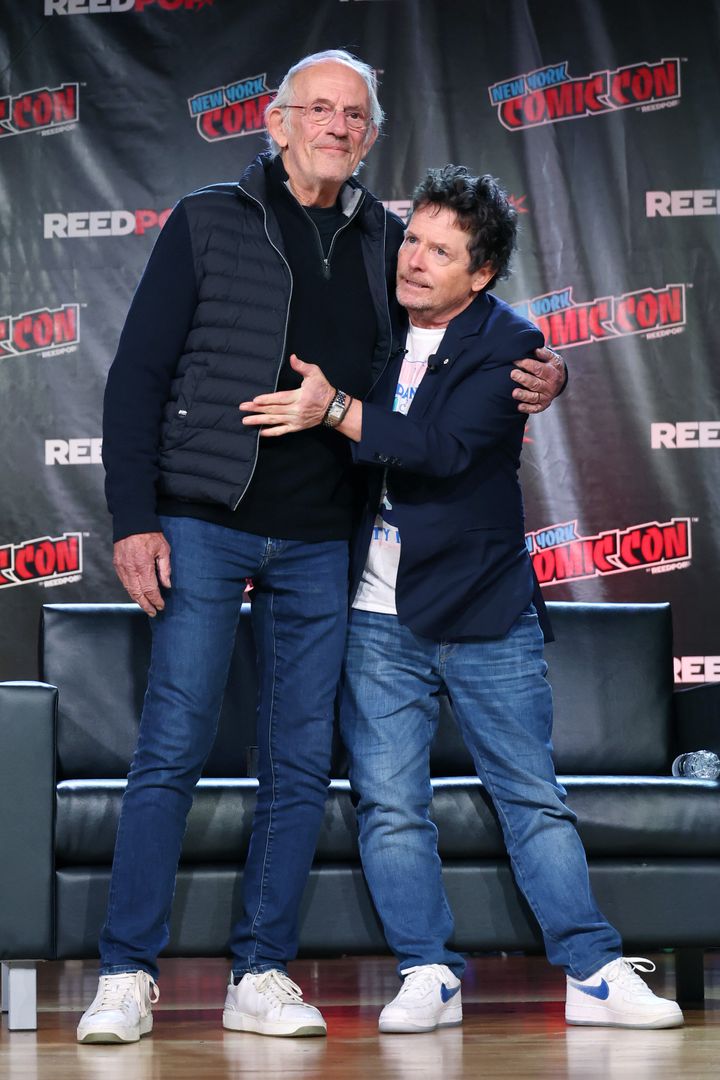 Christopher Lloyd (left) and Michael J. Fox reunite at New York Comic Con.